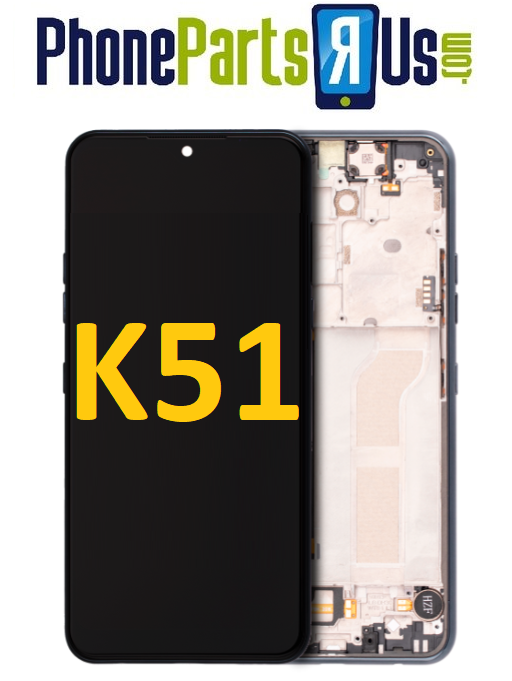 LG K51 LCD Display Touch Screen Digitizer + Frame Assembly Black