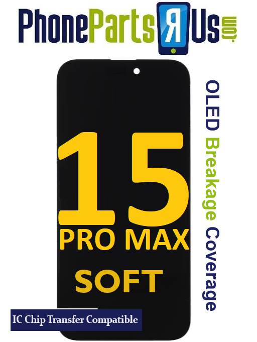 iPhone 15 Pro Max OLED Screen Replacement (Premium Soft ) Compatible for IC Chip Transfer (OLED Breakage Warranty)