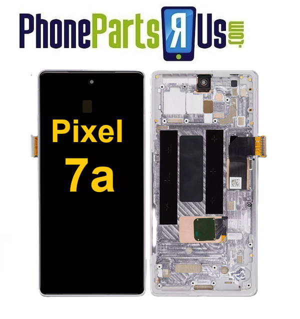 Google Pixel 7a 5G OLED Assembly With Frame (With Finger Print Scanner) (Snow)